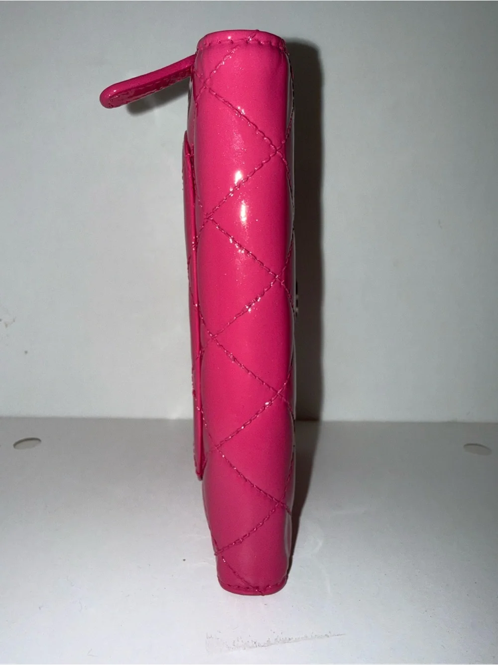 CHANEL Pink Quilted Patent Leather Wallet